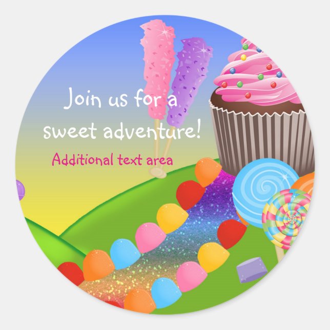 Pink Candyland Cupcake Birthday Party Sticker (Front)