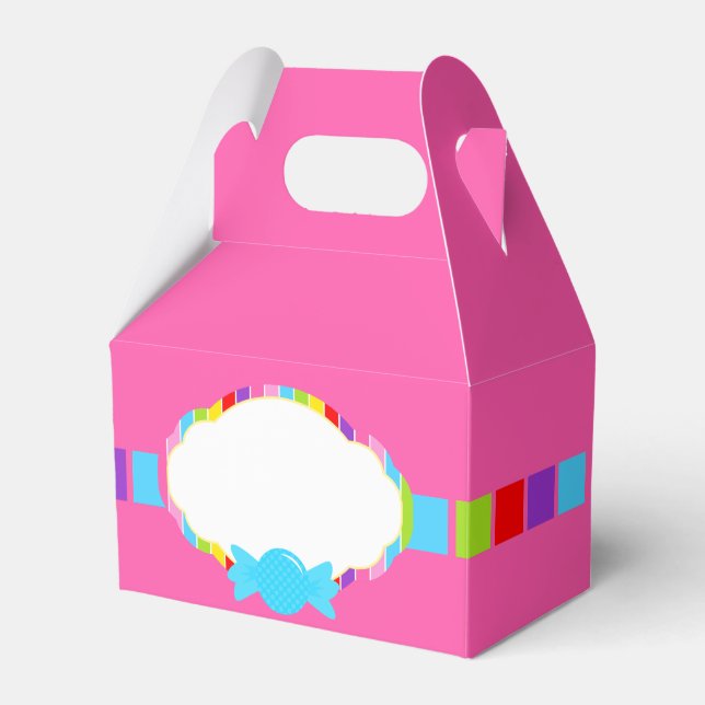 Pink Candyland Inspired Sweet Treat Favour Boxes (Front Side)