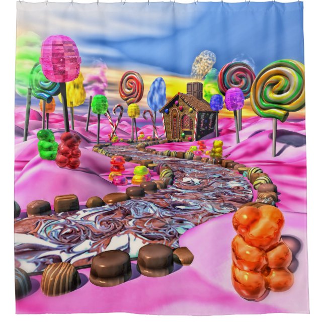 Pink Candyland Shower Curtain (Front)