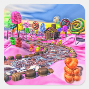 Pink Candyland Square Sticker