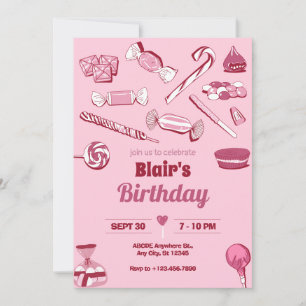 Pink candys sweet invitation