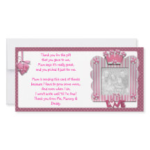 Pink candystripe frame Thank You Card from baby