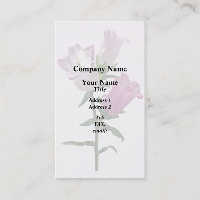 Pink Canterbury Bells Business Card (Front)