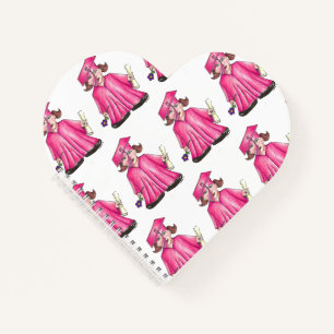 Pink Cap and Gown School Graduation Girl Diploma Notebook