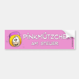 Pink cap at the wheel bumper sticker