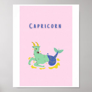 Pink Capricorn, zodiac, star print