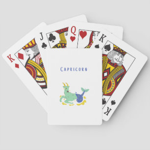 Pink Capricorn, zodiac, star print Playing Cards