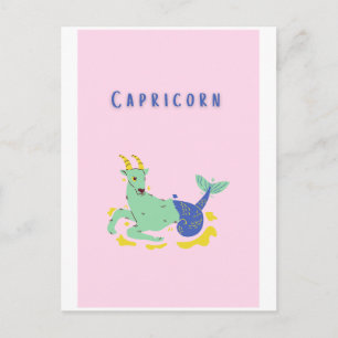 Pink Capricorn, zodiac, star print Postcard