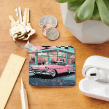 Pink Car 1950s Diner Retro Mid‑Century Custom