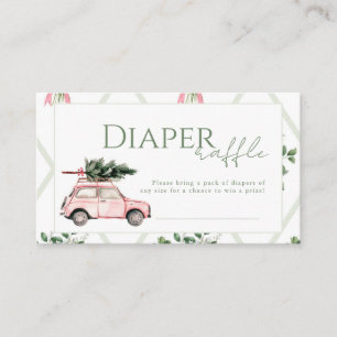 Pink Car Christmas Baby Shower Raffle Card 3.5x2