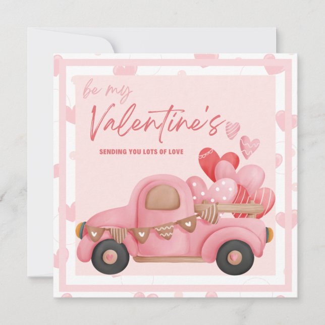 Pink Car Heart February 14. Valentine's Days Cards (Front)