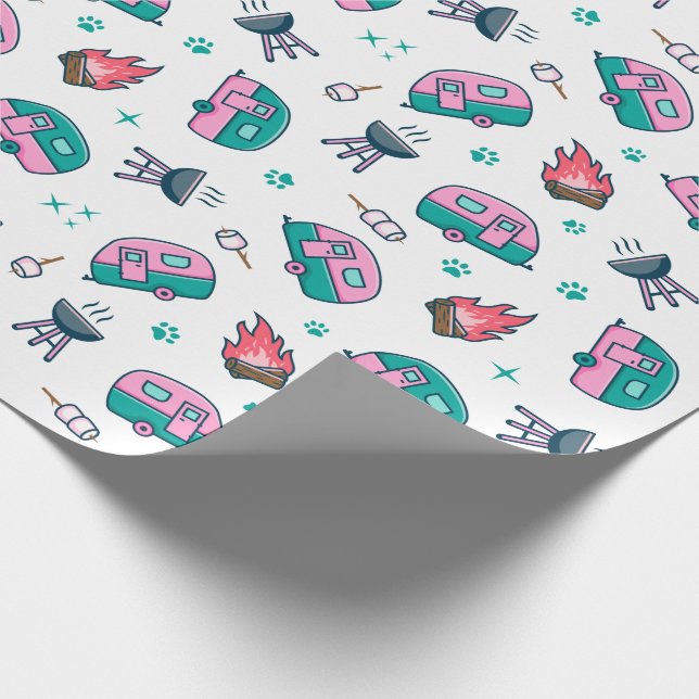Pink Caravan Adventure Wrapping Paper (Corner)