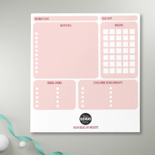 Pink Card Making Design Team Logo Organiser Notepad