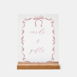 Pink Cards & Gifts Sign for Baby or Bridal Shower