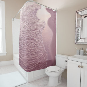 Pink Caribbean Shoreline Waves 1 Shower Curtain