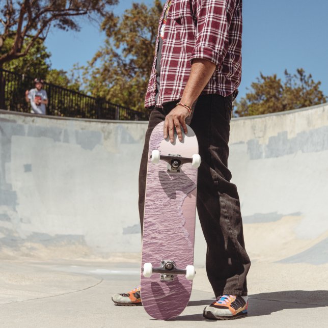 Pink Caribbean Shoreline Waves 1 Skateboard (Outdoor 2)