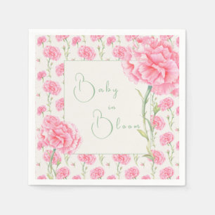 Pink Carnation Baby in Bloom Baby Shower  Napkin