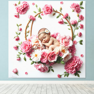 Pink Carnation Blessing  Winter Bloom Baby Girl Canvas Print
