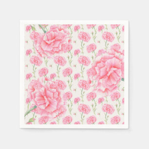Pink Carnation Floral Wedding Shower  Napkin