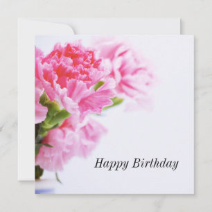 Pink Carnation Flower Happy Birthday Card