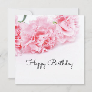 Pink Carnation Flower Happy Birthday Card