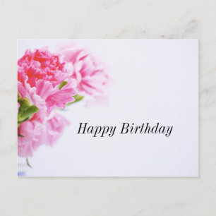Pink Carnation Flower Happy Birthday Postcard