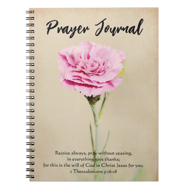 Pink Carnation Flower Prayer Journal Notebook (Front)