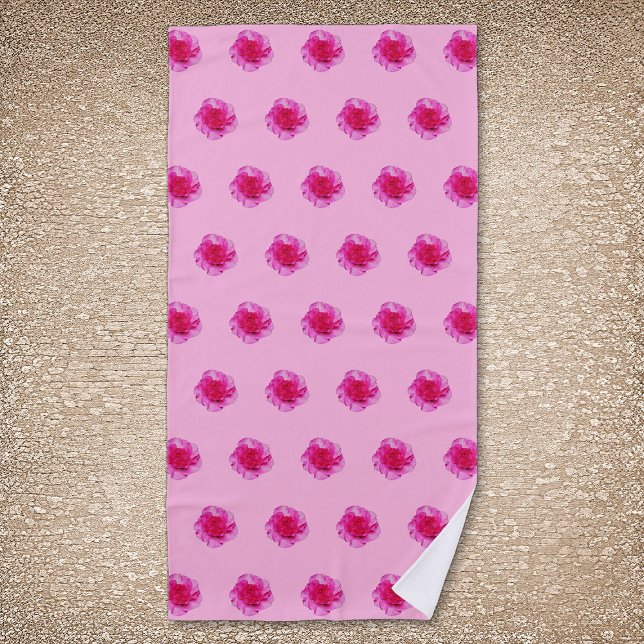 Pink Carnation Flower Seamless Pattern on Beach Towel (Pink Carnation flower seamless pattern on beach towel)