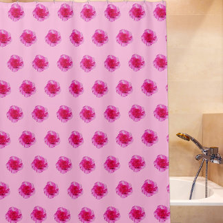 Pink Carnation Flower Seamless Pattern on Shower Curtain