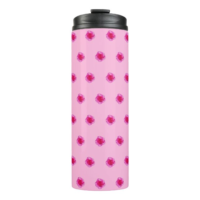 Pink Carnation Flower Seamless Pattern on Thermal Tumbler (Front)