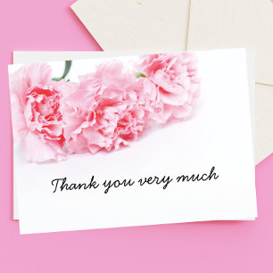 Pink Carnation Flower Thank you card