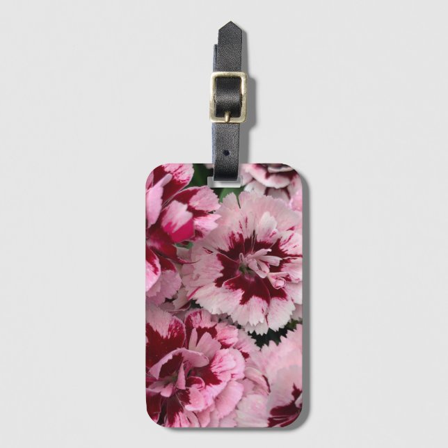 Pink Carnation Flowers Luggage Tag (Front Vertical)