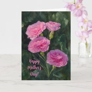 Pink Carnation Flowers Mother's Day Card