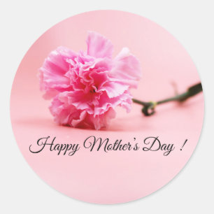 Pink carnation flowers Mother's Day mum on pink Classic Round Sticker