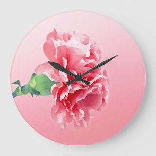 Pink carnation large clock