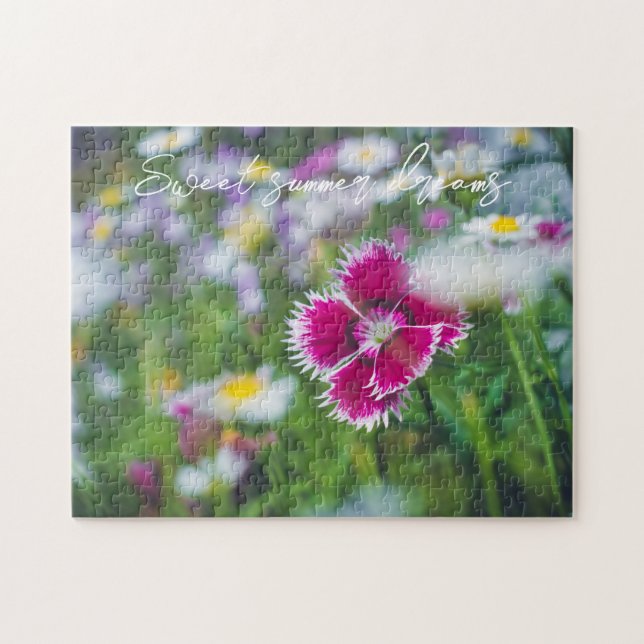 Pink carnation with daisies jigsaw puzzle (Horizontal)