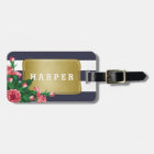 Pink Carnations & Blue Stripes Custom Name