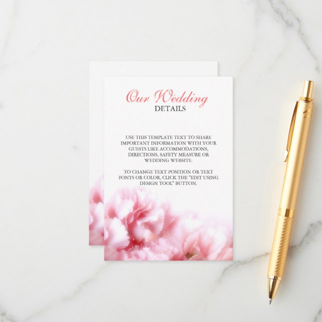 Pink Carnations Enclosure Card (Front/Back In Situ)