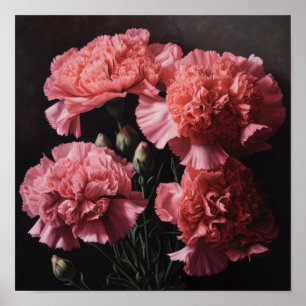 Pink Carnations Flower Art Print Poster