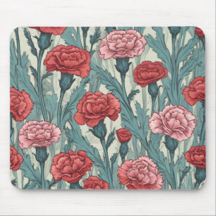 Pink carnations flower illustration mouse mat