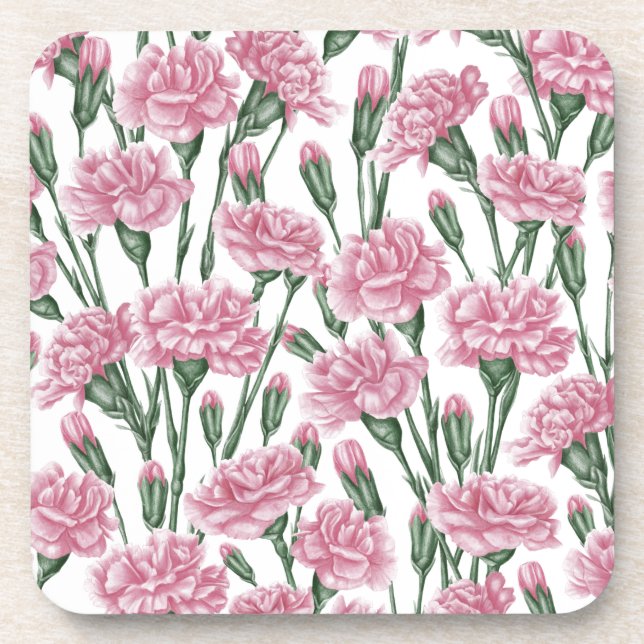 Pink carnations flowers  coaster (Front)