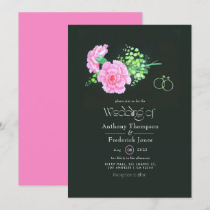 Pink Carnations Gay Wedding Invitation