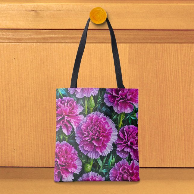 Pink Carnations Image No. 3 Tote Bag (Tote bag with pink carnations)