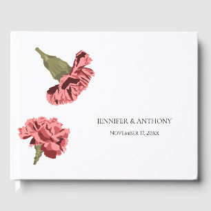 Pink Carnations Luxe Modern Floral Wedding Guest Book