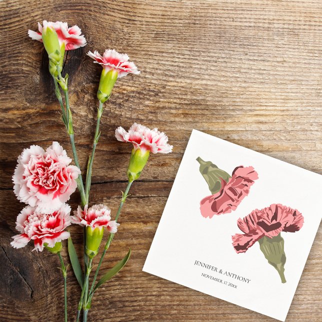 Pink Carnations Luxe Modern Floral Wedding Napkin (Creator Uploaded)