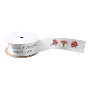 Pink Carnations Luxe Modern Floral Wedding Satin Ribbon