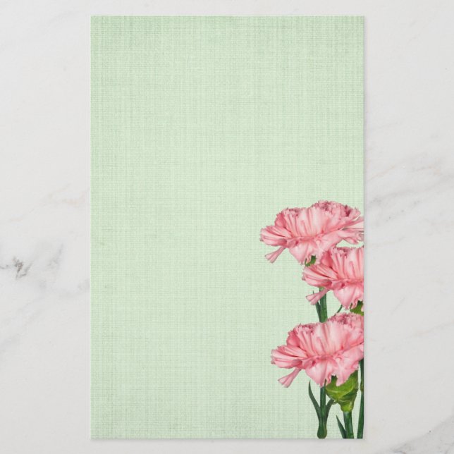Pink Carnations Stationery (Front)