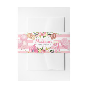 Pink Carnival Birthday belly band ring Invitation Belly Band