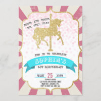 Pink Carnival Carousel Girl First Birthday Circus