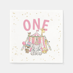 Pink Carnival Circus Kid's 1st Birthday Napkin